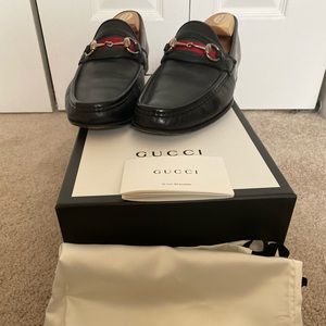 Gucci Men's 157440 Black Leather Horsebit Loafers